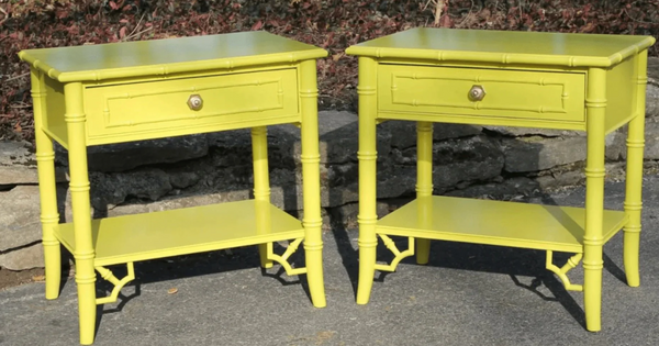 Vintage Thomasville Allegro Faux Bamboo Nightstand Pair Available to Customize!!