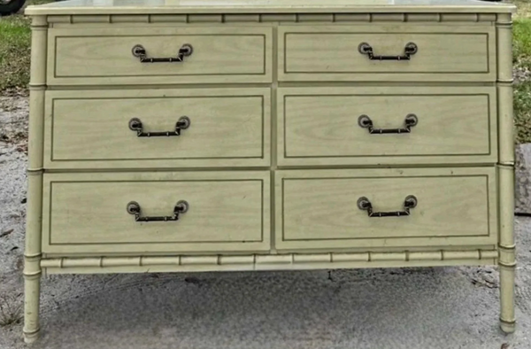 Vintage Classic Six Drawer Faux Bamboo Style Double Dresser Available to Customize!