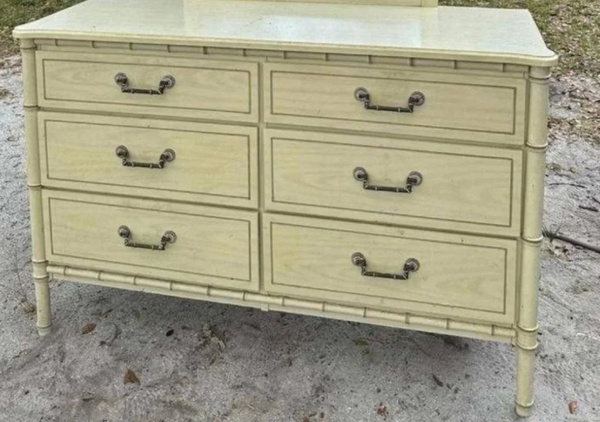 Vintage Classic Six Drawer Faux Bamboo Style Double Dresser Available to Customize!