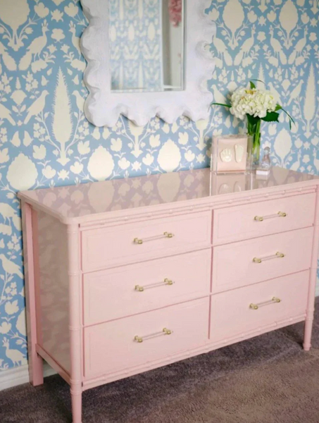 Vintage Classic Six Drawer Faux Bamboo Style Double Dresser Available to Customize!