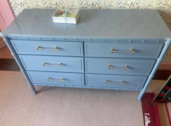 Vintage Classic Six Drawer Faux Bamboo Style Double Dresser Available to Customize!