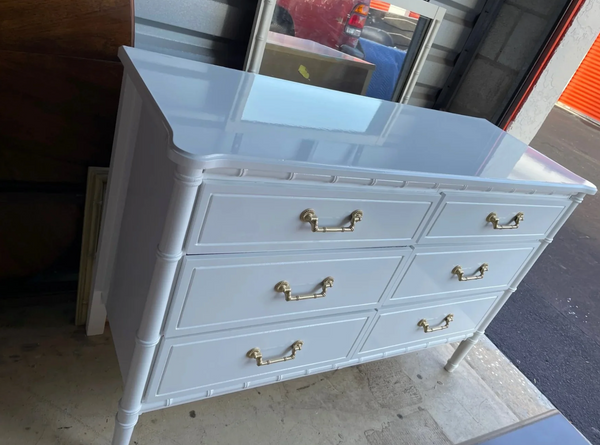 Vintage Classic Six Drawer Faux Bamboo Style Double Dresser Available to Customize!