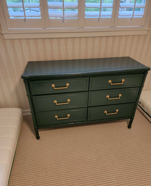 Vintage Classic Six Drawer Faux Bamboo Style Double Dresser Available to Customize!