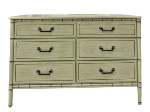 Vintage Classic Six Drawer Faux Bamboo Style Double Dresser Available to Customize!