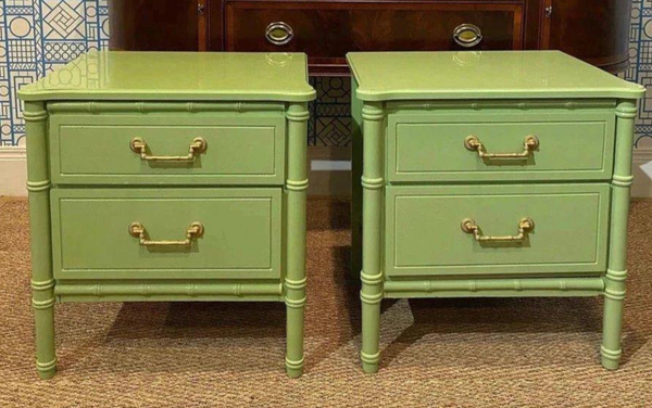 Vintage Pair of Classic Faux Bamboo Nightstands Available to Customize!