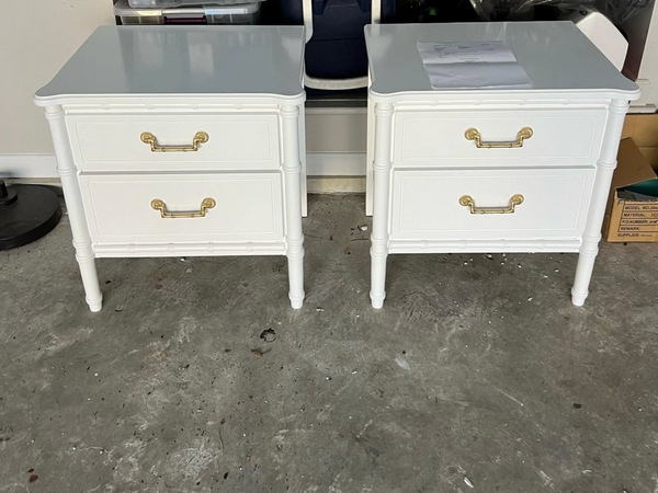 Vintage Pair of Classic Faux Bamboo Nightstands Available to Customize!