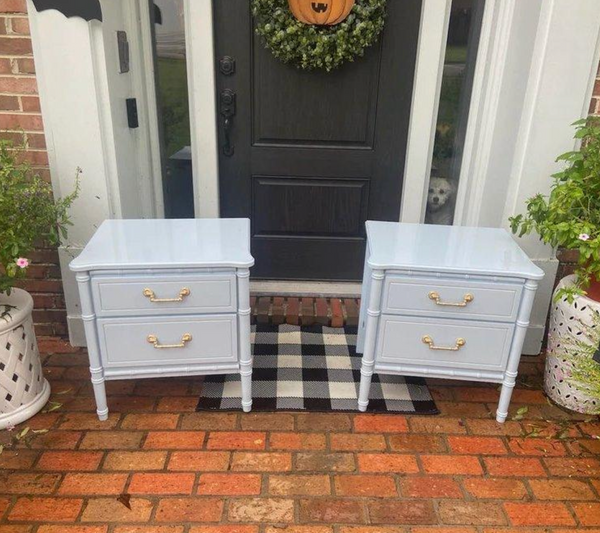 Vintage Pair of Classic Faux Bamboo Nightstands Available to Customize!