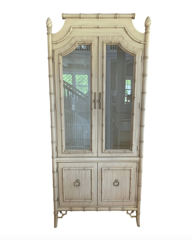 Vintage Thomasville Allegro Faux Bamboo China Cabinet Available for Custom Lacquer!