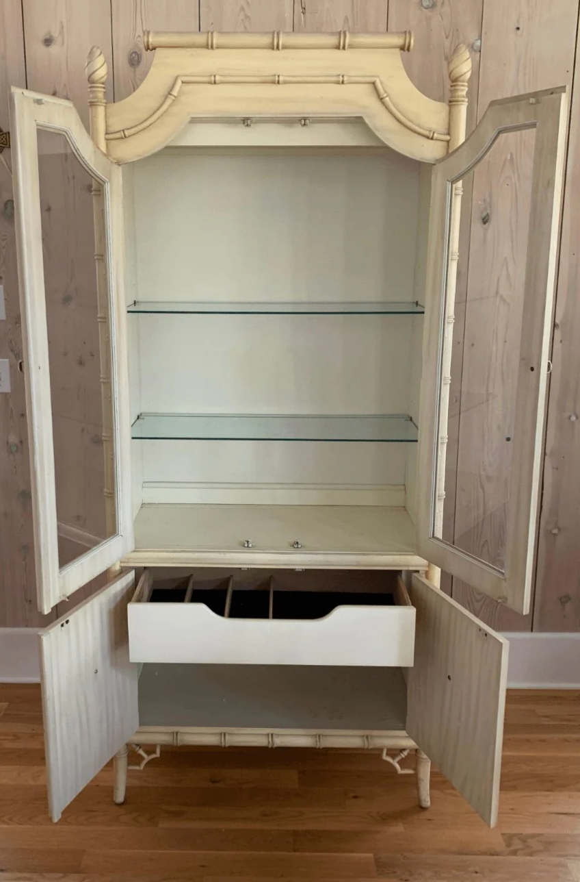 Vintage Thomasville Allegro Faux Bamboo China Cabinet Available