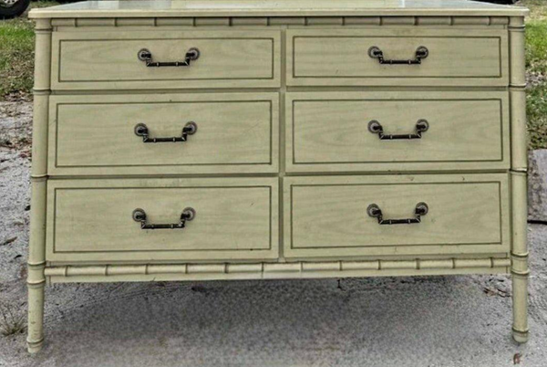 Vintage Six-Drawer Faux Bamboo Double Style Dresser Available to Customize!