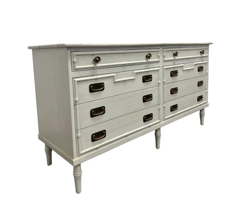 Vintage Ficks Reed Style Eight-Drawer Faux Bamboo Dresser Available for Custom Lacquer!&nbsp;