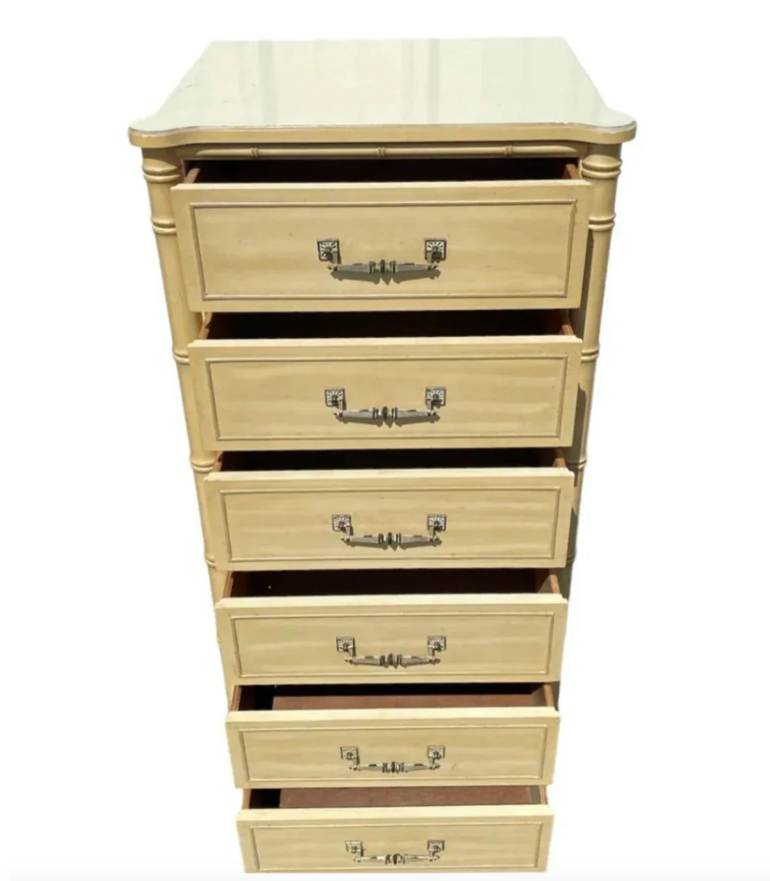 Vintage Faux Bamboo Henry Link Six Drawer Lingerie Chest Available