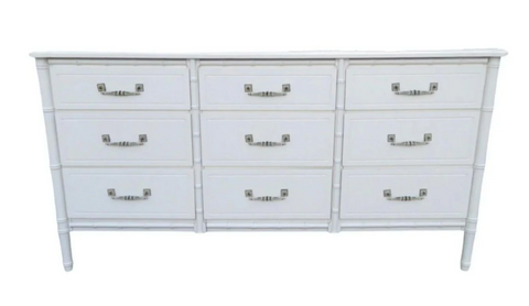 Vintage Faux Bamboo Classic Style 9 Drawer Dresser Available for Custom Lacquer!!