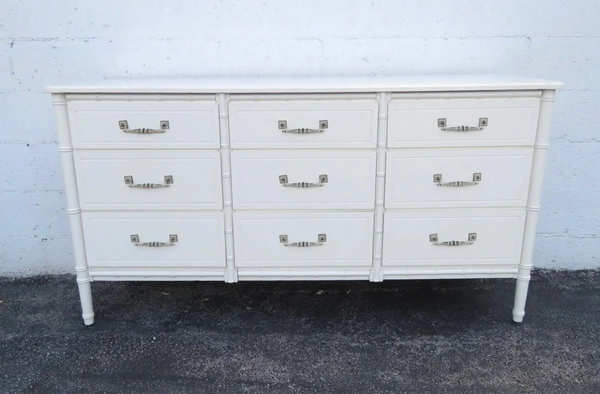 Vintage Bamboo Classic Nine Drawer Dresser Available for Custom Lacquer