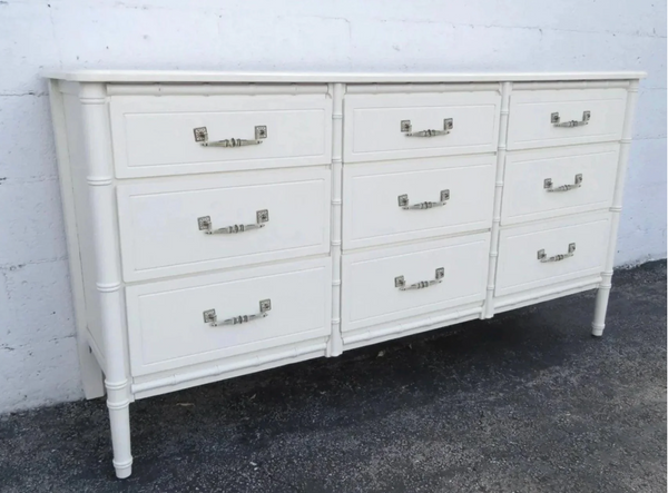 Vintage Bamboo Classic Nine Drawer Dresser Available for Custom Lacquer