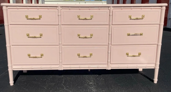 Vintage Bamboo Classic Nine Drawer Dresser Available for Custom Lacquer