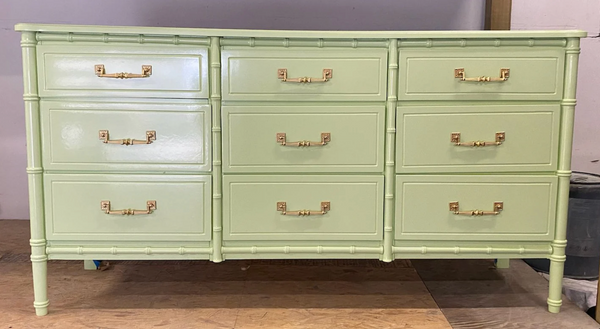 Vintage Bamboo Classic Nine Drawer Dresser Available for Custom Lacquer