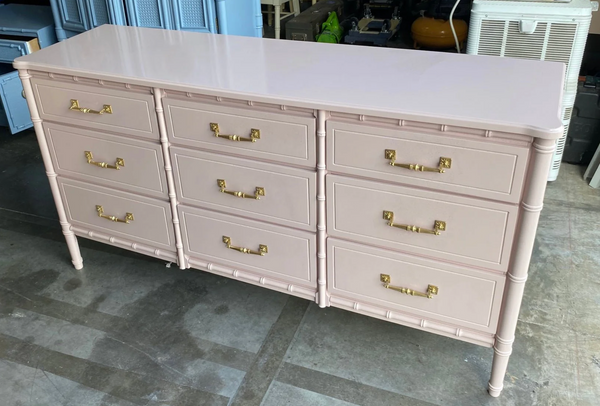 Vintage Bamboo Classic Nine Drawer Dresser Available for Custom Lacquer