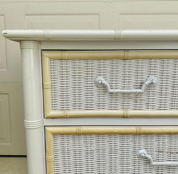 Vintage Dixie Furniture Wicker Front Faux Bamboo Dresser Available for Custom Lacquer!