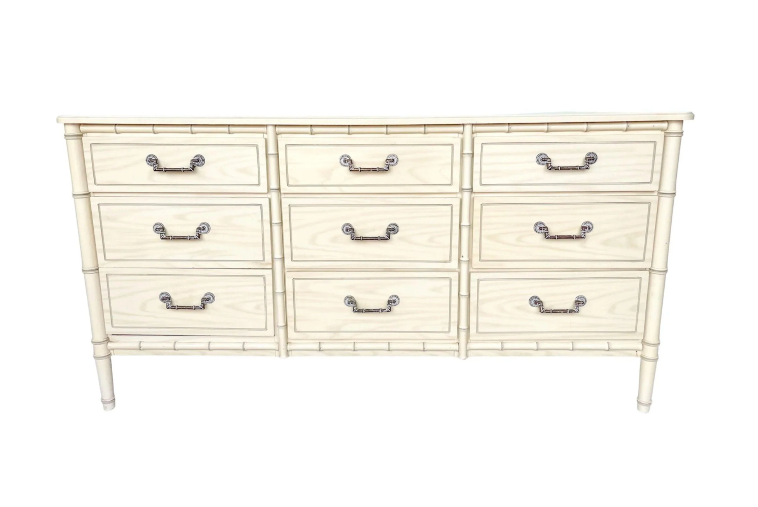 Faux Bamboo Nine Drawer Triple Dresser Available for Custom Lacquer!!