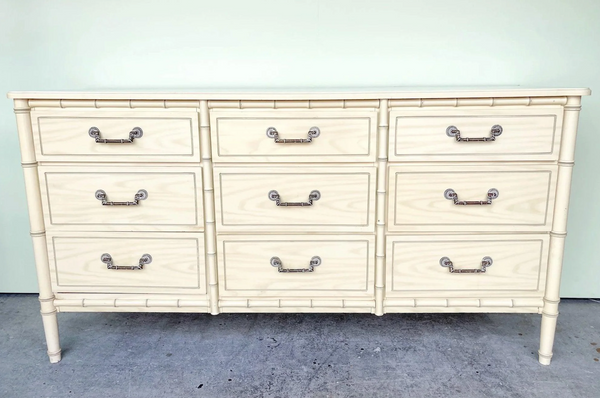 Faux Bamboo Nine Drawer Triple Dresser Available for Custom Lacquer!!