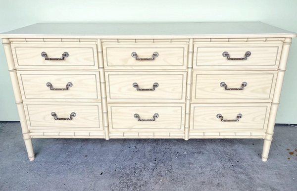 Faux Bamboo Nine Drawer Triple Dresser Available for Custom Lacquer!!