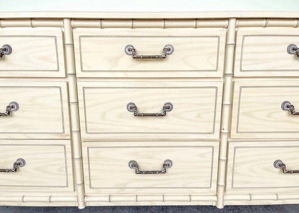 Faux Bamboo Nine Drawer Triple Dresser Available for Custom Lacquer!!