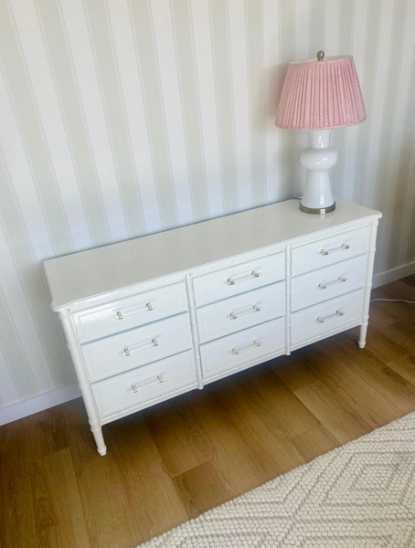 Faux Bamboo Nine Drawer Triple Dresser Available for Custom Lacquer!!