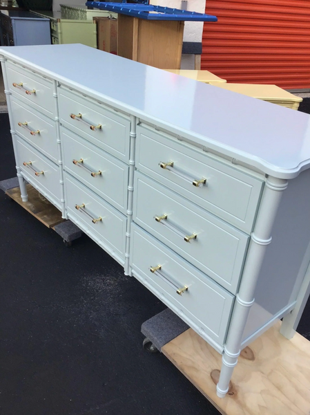 Faux Bamboo Nine Drawer Triple Dresser Available for Custom Lacquer!!