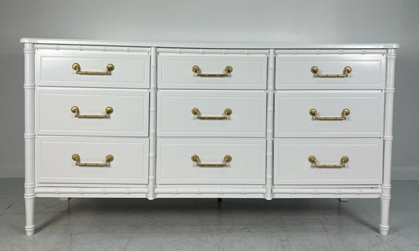 Faux Bamboo Nine Drawer Triple Dresser Available for Custom Lacquer!!