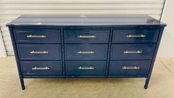 Faux Bamboo Nine Drawer Triple Dresser Available for Custom Lacquer!!