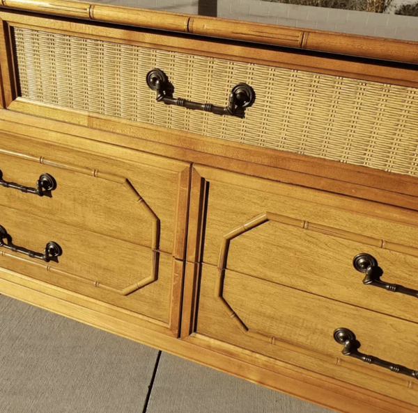 Vintage Broyhill Furniture 7 Drawer Faux Bamboo Dresser Available to Customize!