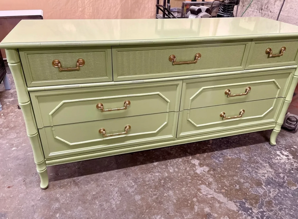 Vintage Broyhill Furniture 7 Drawer Faux Bamboo Dresser Available to Customize!