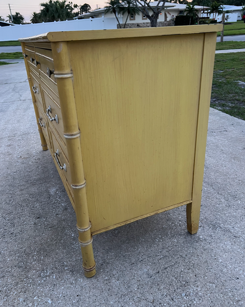 Vintage Thomasville Faux Bamboo Six Drawer Dresser Available for Custom Lacquer!