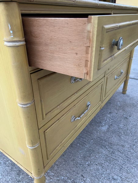 Vintage Thomasville Faux Bamboo Six Drawer Dresser Available for Custom Lacquer!