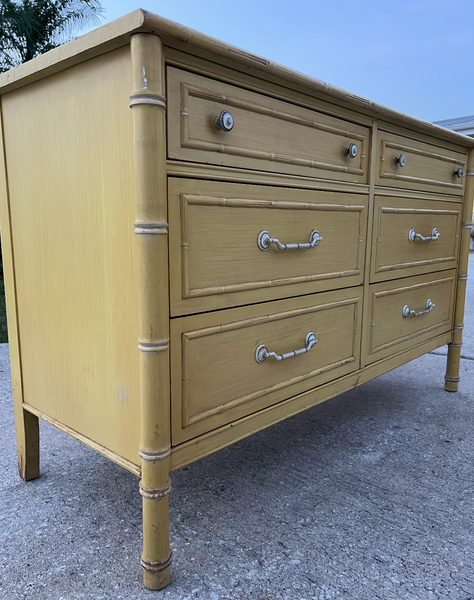 Vintage Thomasville Faux Bamboo Six Drawer Dresser Available for Custom Lacquer!