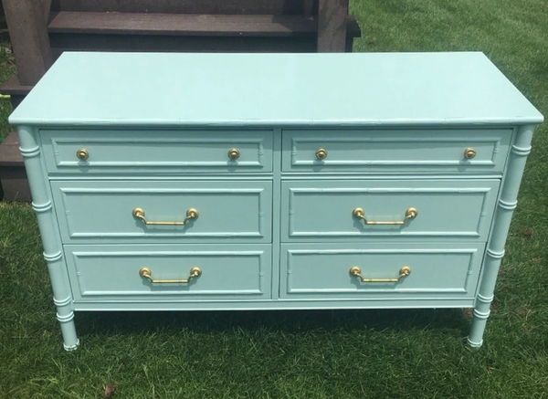 Vintage Thomasville Faux Bamboo Six Drawer Dresser Available for Custom Lacquer!