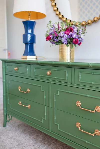 Vintage Thomasville Faux Bamboo Six Drawer Dresser Available for Custom Lacquer!