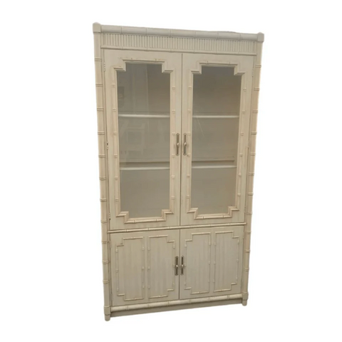 Vintage Thomasville Furniture Faux Bamboo China Cabinet Available for Custom Lacquer!!