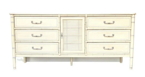 Vintage Henry Link Bali Hai Faux Bamboo Shutter Door Credenza Available for Custom Lacquer!