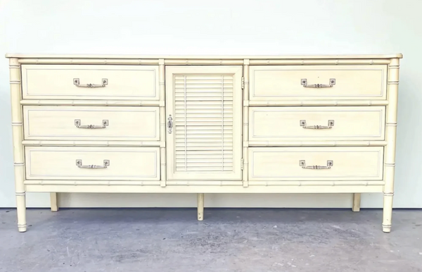 Vintage Henry Link Bali Hai Bamboo Shutter Door Credenza Available for Custom Lacquer!