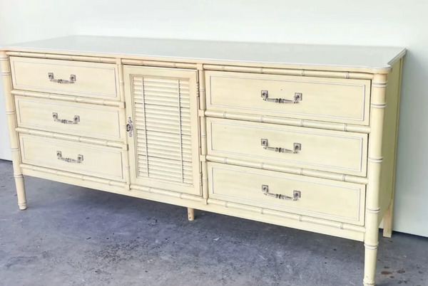 Vintage Henry Link Bali Hai Bamboo Shutter Door Credenza Available for Custom Lacquer!