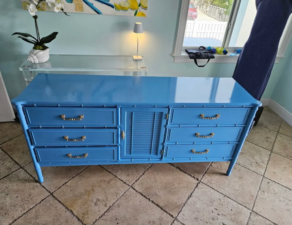 Vintage Henry Link Bali Hai Bamboo Shutter Door Credenza Available for Custom Lacquer!
