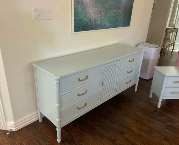 Vintage Henry Link Bali Hai Bamboo Shutter Door Credenza Available for Custom Lacquer!