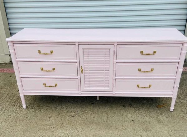 Vintage Henry Link Bali Hai Bamboo Shutter Door Credenza Available for Custom Lacquer!