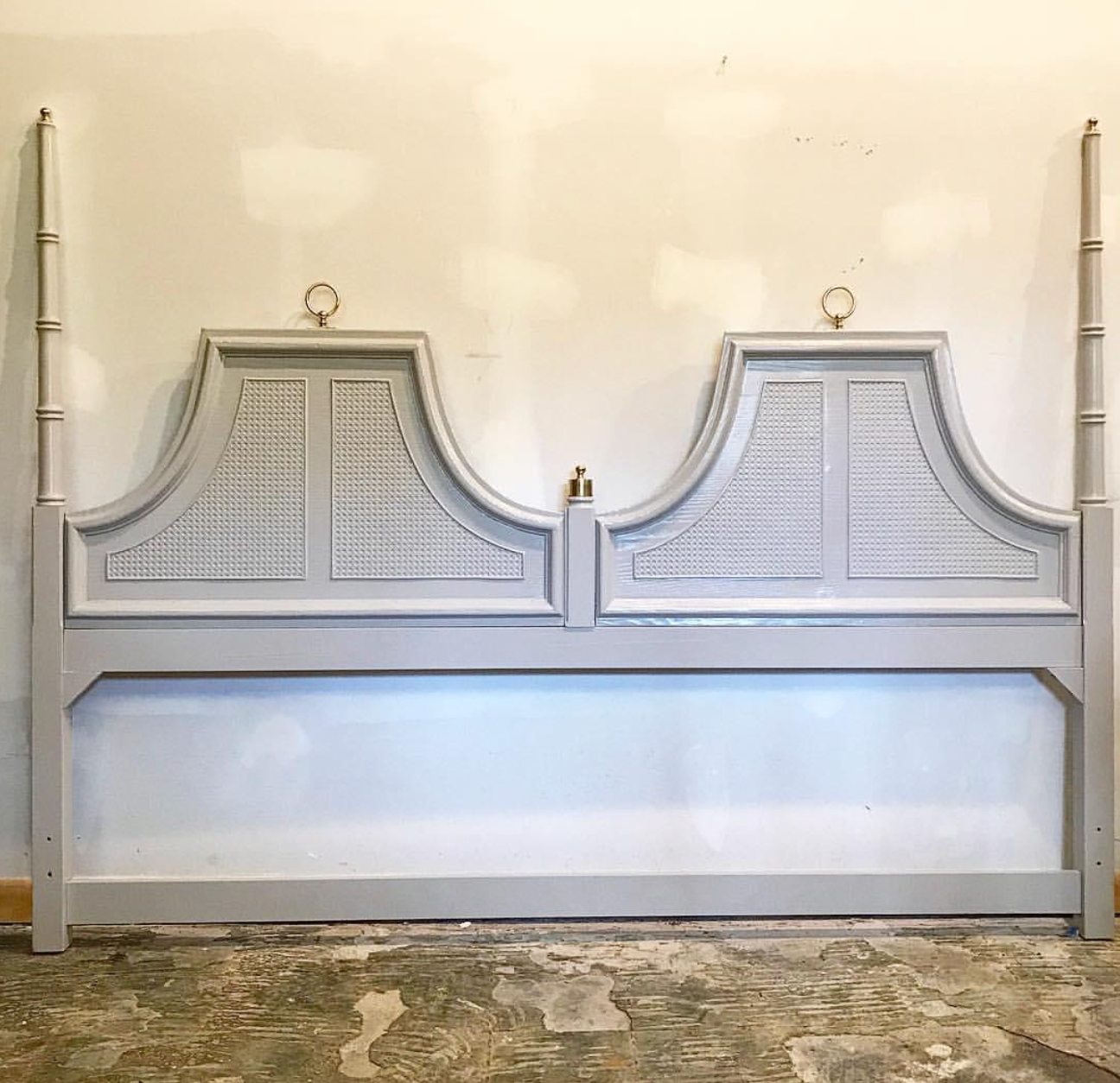 Vintage Stanley Furniture Faux Bamboo Pagoda Style King Headboard