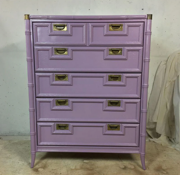 Vintage Stanley Furniture Faux Bamboo Pagoda Style Tallboy Available for Custom Lacquer!
