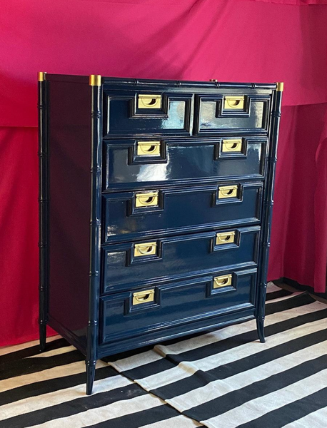 Vintage Stanley Furniture Faux Bamboo Pagoda Style Tallboy Available for Custom Lacquer!