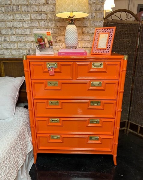 Vintage Stanley Furniture Faux Bamboo Pagoda Style Tallboy Available for Custom Lacquer!