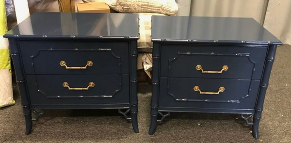Vintage Dixie Furniture Faux Bamboo Nightstand Pair Available for Custom Lacquer!
